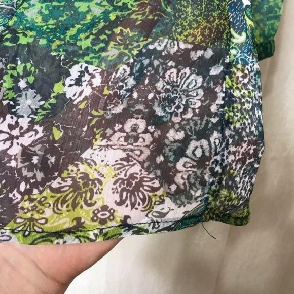 Christopher & Banks Green Small Floral Sheer Top - Picture 3 of 9